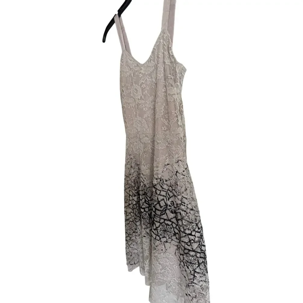 Free People Lace Mini Dress Beige Black Boho Slip Lined Festival Women S